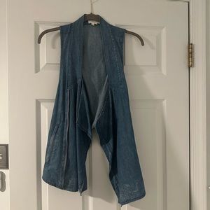 Helmut Lang Hi-lo denim/chambray vest